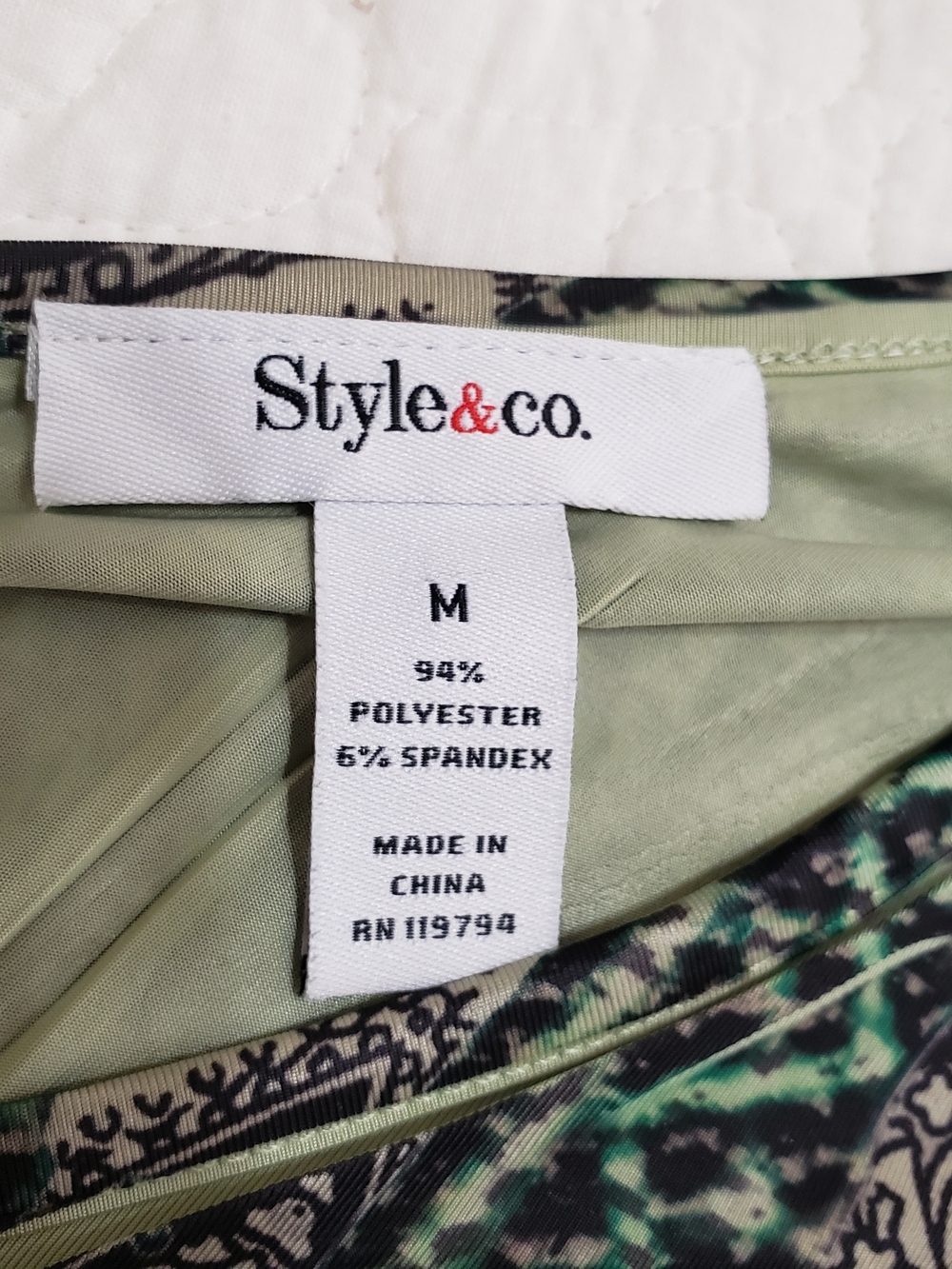 Style & Co. Sage Green and Black Printed Maxi Dress - Picture 3 of 6